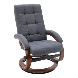 Grey Velvet Upholstered Swivel Seat Recliner Chair Armchair with Footrest