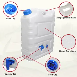 SPARES2GO Large Water Container Can Portable Storage Tank with Tap for Camping Caravan Travel Catering Cleaning (20L)