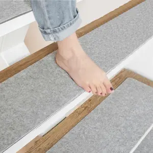 14 Pcs Light Grey Felt Stair Treads Carpet Anti Slip Rectangular Stair Runner Step Mats