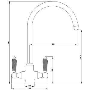 Astini Colonial Antique Bronze & Black Ceramic Handle Twin Lever Kitchen Mixer Tap