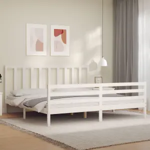 Berkfield Bed Frame with Headboard White 200x200 cm Solid Wood