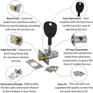 EAI - Rack Bolt - 37mm / 14mm Backset - Satin Chrome Plated