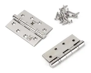 From The Anvil Polished SS 4 Inch Ball Bearing Butt Hinge (pair)