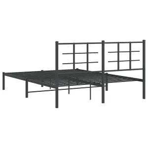 Berkfield Metal Bed Frame without Mattress with Headboard Black 150x200cm