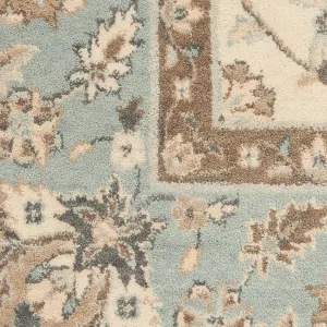 Ivory Aqua Luxurious Traditional Easy to clean Rug for Dining Room Bed Room and Living Room-229cm X 290cm