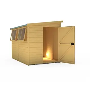 Shire Norfolk Workshop Pent Shed 9x6 Double Door 19mm Loglap Style B