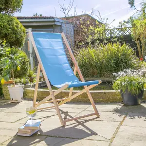 Harbour Housewares - Folding Wooden Beach Chairs - Light Blue - Pack of 4