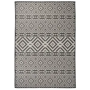 Berkfield Outdoor Flatweave Rug 140x200 cm Black Stripes