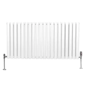 Oval Column Radiator & Valves - 600mm x 1200mm - White