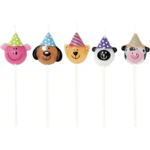 Creative Party Barnyard Animals Pick Candles (Pack of 5) Multicoloured (One Size)