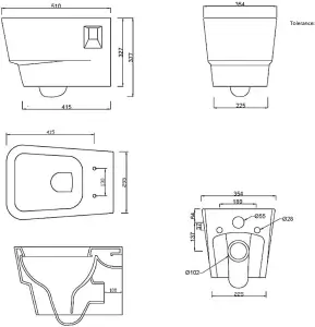 Rinse Bathrooms Stylish Wall Hung Bathroom Toilet WC Pan with Soft Close Seat