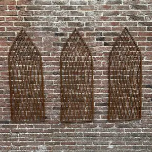 Set of 3 Willow Lattice Trellis With Gothic Top (120cm x 45cm)