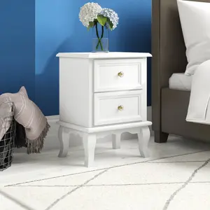 Yarmouth 2 Drawer Bedside Table (Set of 2) White