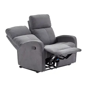 2 Seater Manual Reclining Sofa in Dark Grey Fabric - Parma