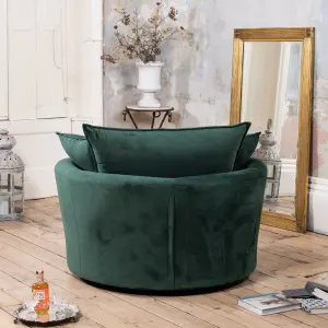 Havana Velvet Fabric Swivel Based Base Cuddle Chair - Green