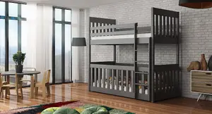 Modern Grey Cris Bunk Bed with Cot & Bonnell Mattresses - Stylish & Safe (H1710mm W1980mm D980mm)