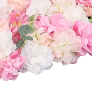 Artificial Flower Wall Backdrop Panel, 60cm x 40cm, White Rose Pink