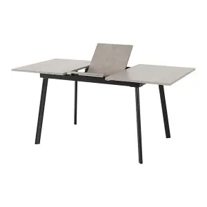 Avery Extending Dining Table in Concrete Grey Oak Effect and Black Metal Frame