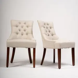 Norval Upholstered Dining Chair (Set of 2) Beige / Dark Brown