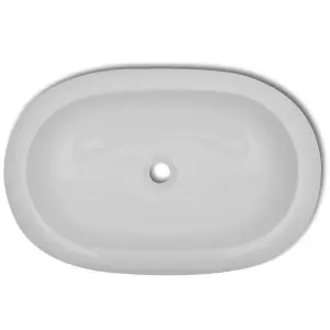 Bathroom Basin with Mixer Tap Ceramic Oval White