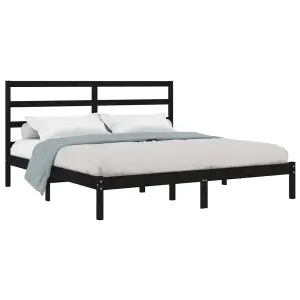 Berkfield Bed Frame Black Solid Wood Pine 200x200 cm