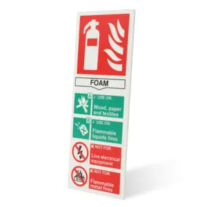 EAI - First Extinguisher Sign Foam 75x200mm Self Adh Semi Rigid PVC - Pack of 2