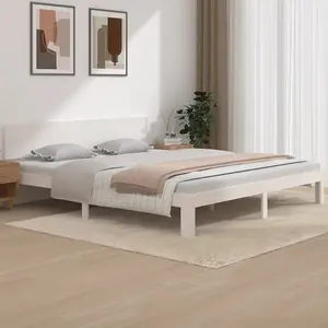 vidaXL Bed Frame White Solid Wood 180x200 cm Super King Size