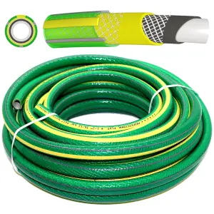 Garden Hose Pipe, 25 m / 82 ft Long, Premium Non-Kinking Reinforced 6 Layer Non-Toxic 1/2" Watering Irrigation Hosepipe (Green)