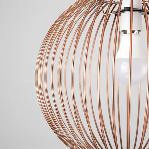 ValueLights Faraday Metal Basket Style Globe Ceiling Pendant Light Shade In Copper Effect Finish