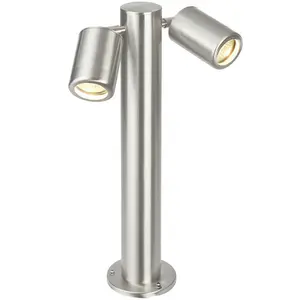 450mm IP65 Twin Outdoor Lamp Post Bollard Light Tilting GU10 Marine Grade Steel