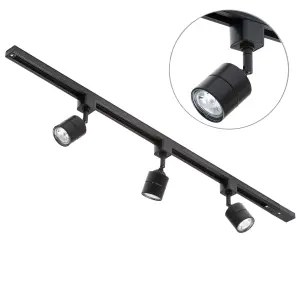 Litecraft Soho Black 3 Head 1m Straight Kitchen Ceiling Light with LED Bulbs