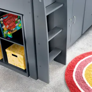 Lacy Grey Storage Mid Sleeper Bed