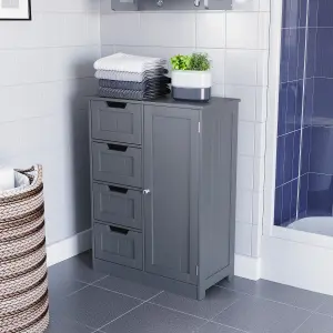 Hayle Matt Grey Freestanding Single Bathroom Drawer cabinet (H) 810mm (W) 600mm