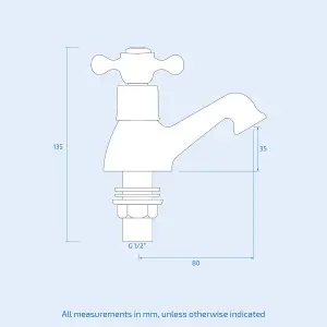 Nes Home Stafford Classic Cross Head Basin Hot & Cold Tap Pair Solid Brass with Square Cap Waste