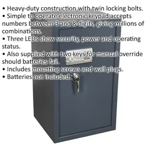 Secure Electronic Combination Cash Safe - Wall Mounted with Twin Locking Bolts