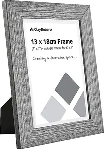 Clay Roberts Photo Picture Frames 7 x 5, Dark Grey, Pack of 3, Includes Mount for 6 x 4 Prints, Freestanding and Wall Mountable, 7