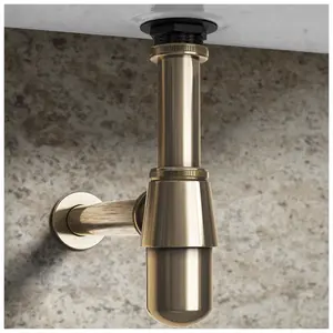 Brushed Brass Adjustable Bottle Trap Waste for Basin Sink and Extension Pipe Tube