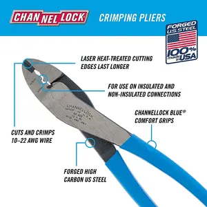 Channellock Crimper Wire Stripper Crimper Adjustable Plier Cutter