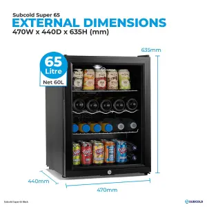 Subcold Super 65 LED Drinks Fridge - Black