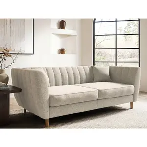 Solace+Co Remi 3 Seater Mid Century Chenille Sofa - Beige