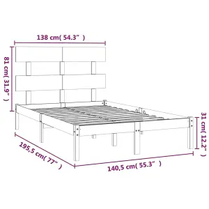 Berkfield Bed Frame Grey Solid Wood 135x190 cm 4FT6 Double