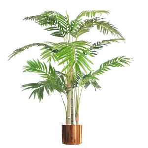 120cm (4ft) Realistic Artificial Areca Palm with pot with Copper Metal Planter