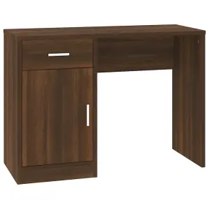 Berkfield Desk with Drawer&Cabinet Brown Oak 100x40x73 cm Engineered Wood