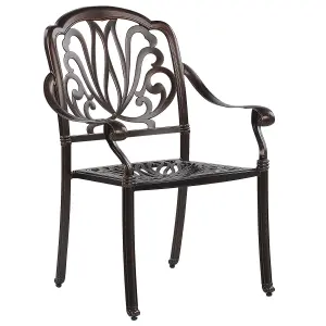 Set of 4 Garden Chairs with Cushions ANCONA Metal Dark Brown