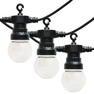 ValueLights 3 Pack IP44 Rated 11.7M Integrated Warm White LED Festoon Globe String Chain Lights