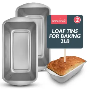 2pk Loaf Tins for Baking 2lb - 2lb Loaf Tin - 21 x 11 x 6.4cm - Stainless Steel Bread Tins for Baking 2lb - Stainless Steel