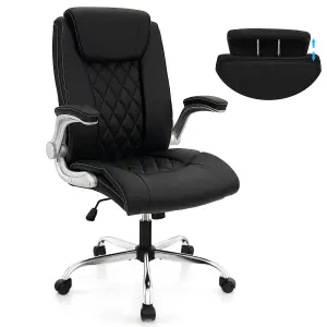 COSTWAY Swivel PU Leather Office Chair with Adjustable Height