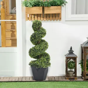 2 pcs Boxwood Tree Artificial Spiral Topiary Plant House Plant Garden Artificial Plant H 90 cm