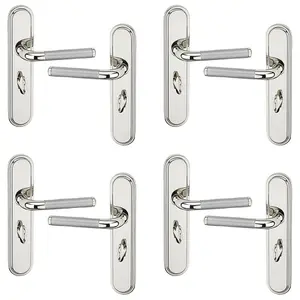 URBNLIVING 220mm Length 8 Pcs Vienna Metal & Polished Nickel Lever Latch Door Bathroom Handle Set