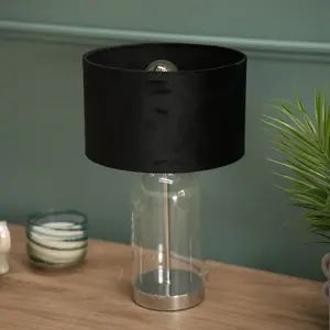 Glass Desk Lamp Silver / Black